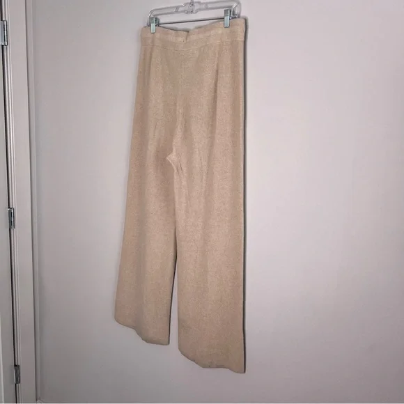 Sweaty Betty Cashmere Relaxed Wide Leg Knit Tan Pants Women's Size 10